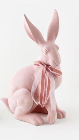 Pink Resin Flocked Bunny