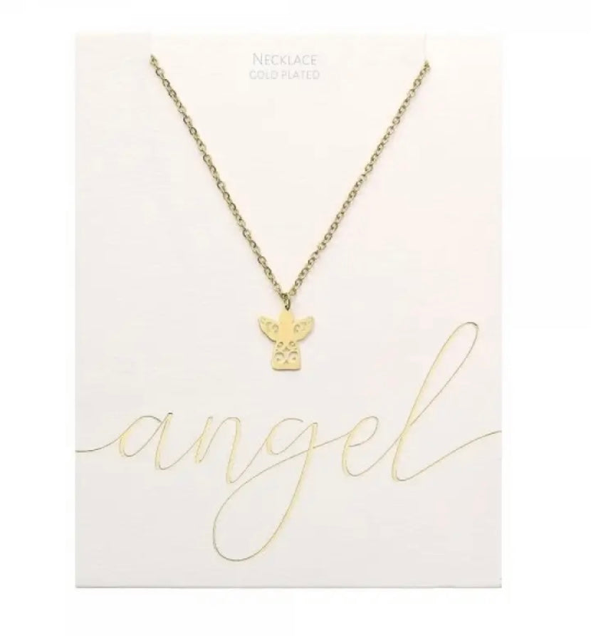 Gold Cutwork Angel Necklace