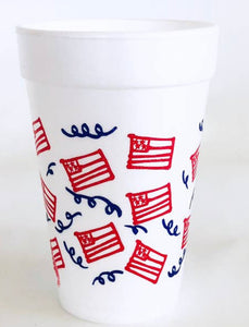 Patriotic flag/swirl foam cups set