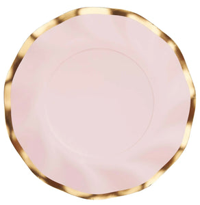 Wavy pink/gold  salad paper plates