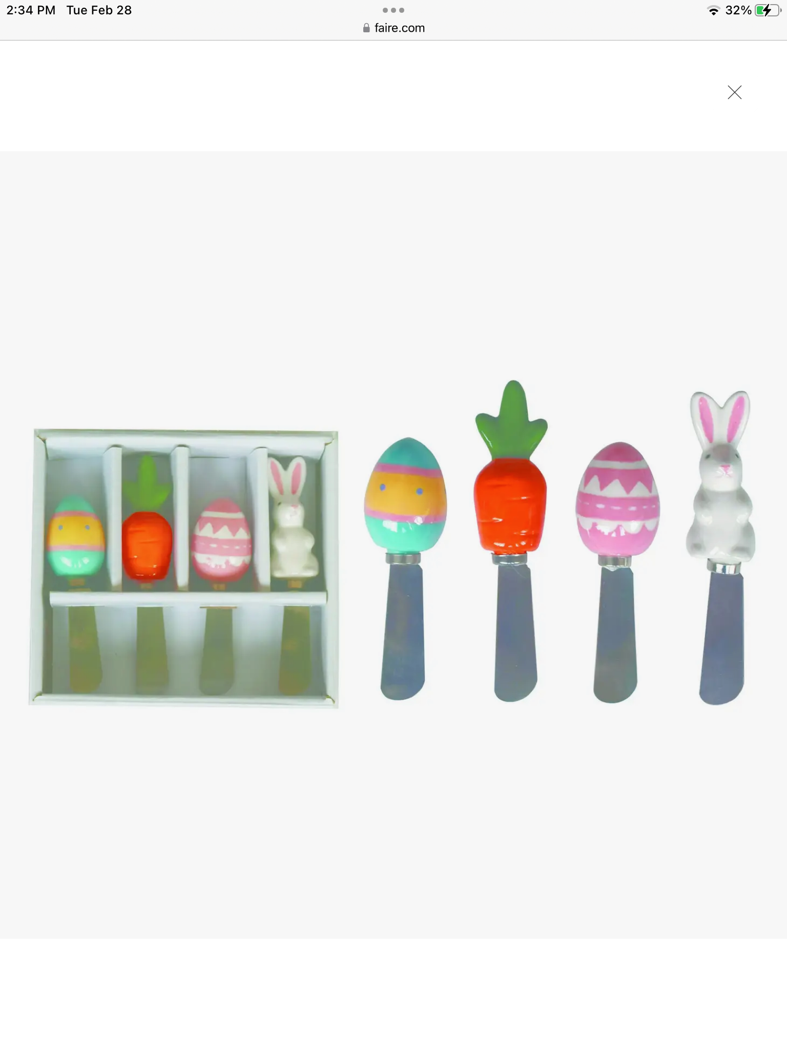 Set of 4 Ceramic Easter Spreaders