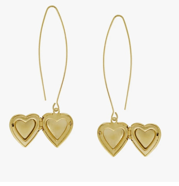 Susan Shaw Heart Locket Threader Earrings (1142H)