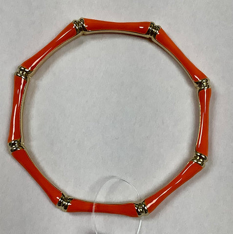 Orange Metal Bamboo Bangle Bracelet