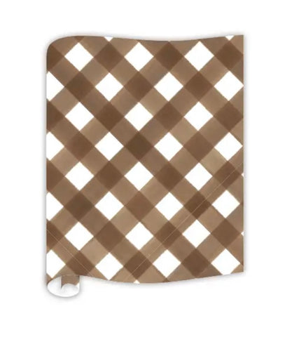 Dark Brown and White Plaid Paper Table Runner
