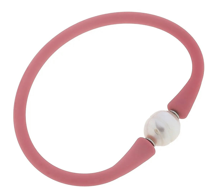 Bali Pearl Silicone Bracelet-Rose Pink