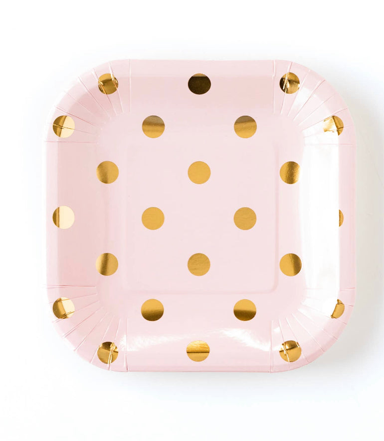 Polka dot blush 7” paper plate