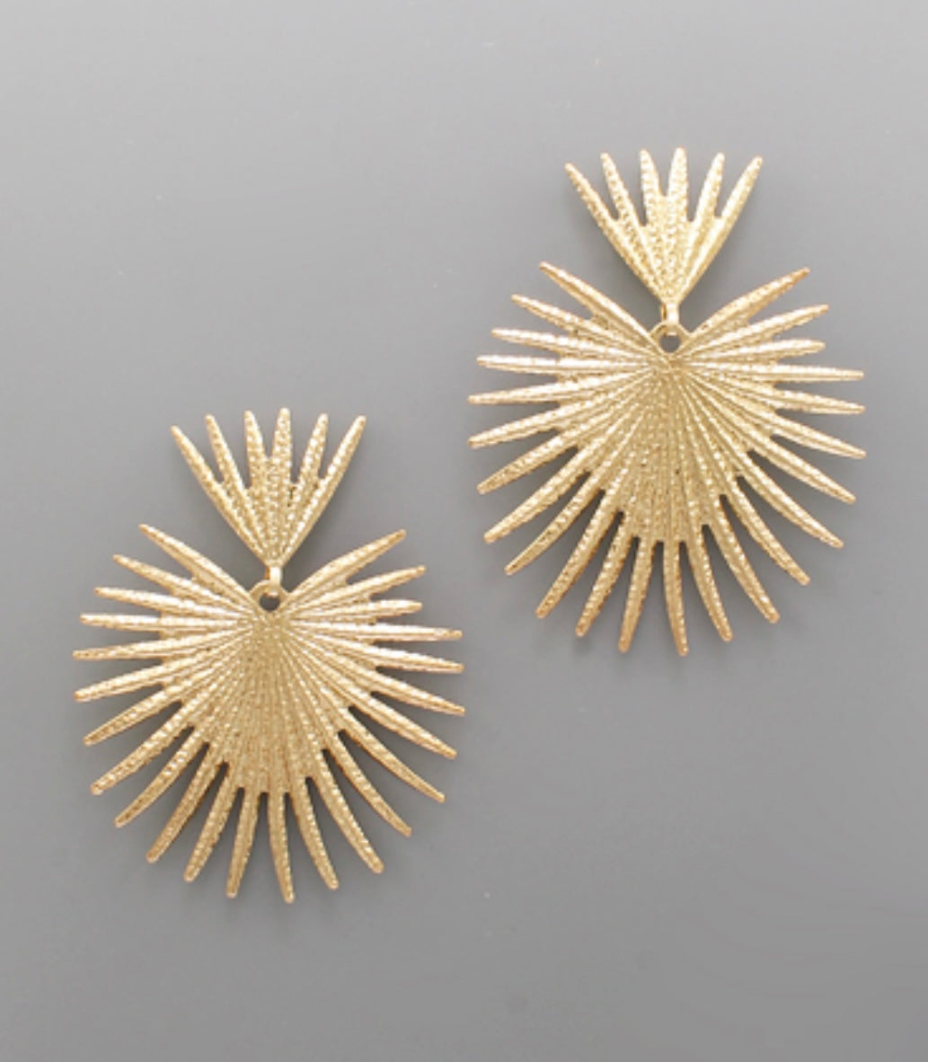 Gold Metal Fan Earrings