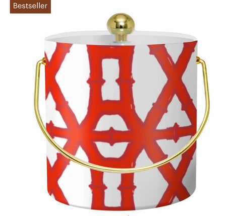 Holiday red ice bucket