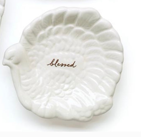 Blessed Cream Ceramic Turkey Trinket Dish
