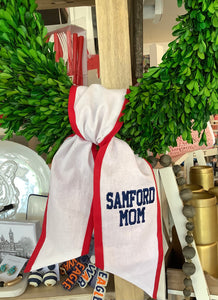 White with Red Trim Samford Mom Wreath Sash