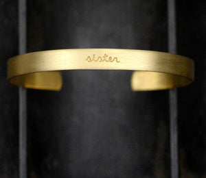 Sister Gold Brass Cuff Bracelet
