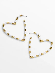 White & Gold Heart Hoops