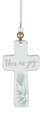 Ceramic Cross “This Is Joy” Ornament