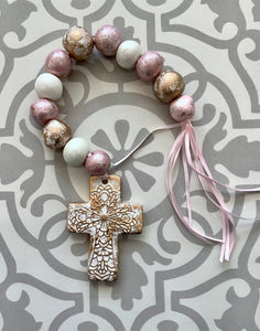 Pink Baby Girl Clay Blessing Beads