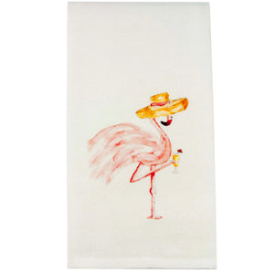Flamingo with Cocktail Tea Towel