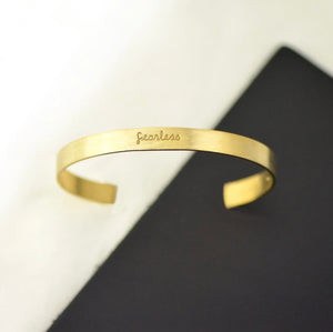 Fearless Gold Brass Cuff Bracelet