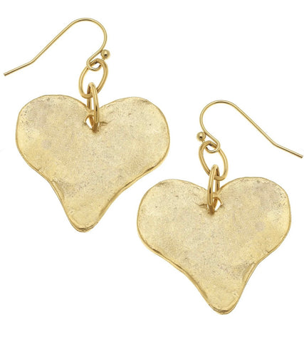 Susan Shaw Gold Heart Drop Earrings