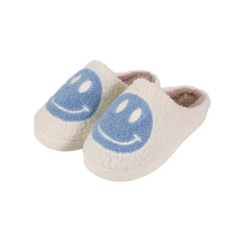Blue Smiley Face Slippers (Size 39-40)