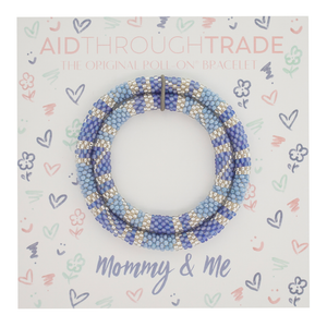 Mommy & Me Bracelet Cannonball Set- blue & silver