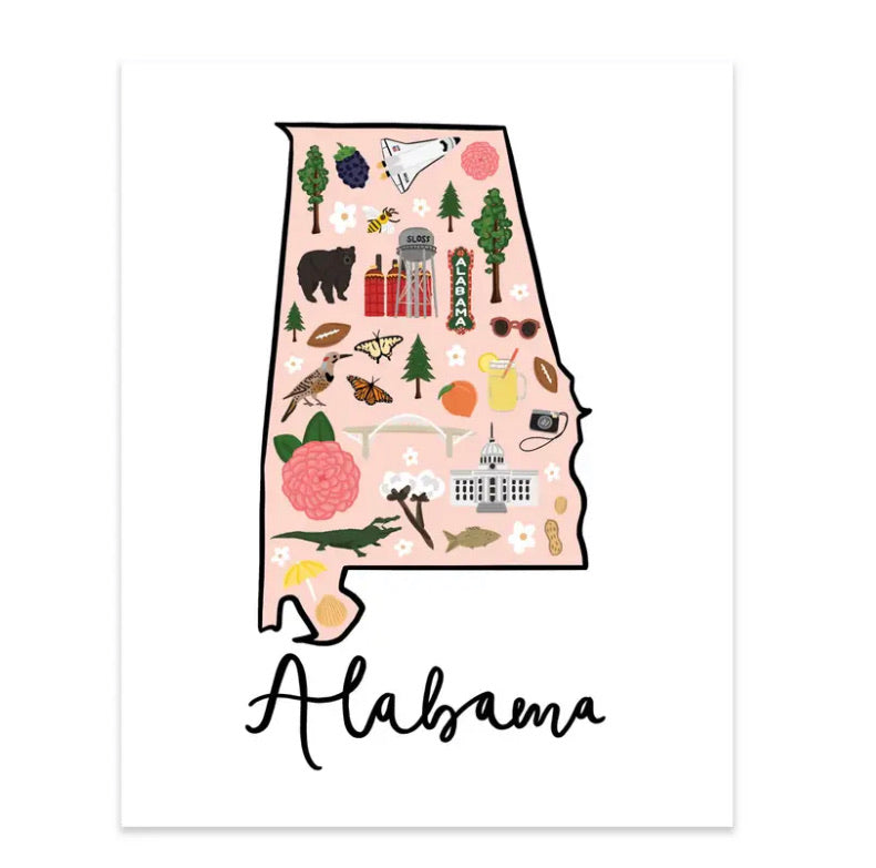 8x10 Alabama State Art Print