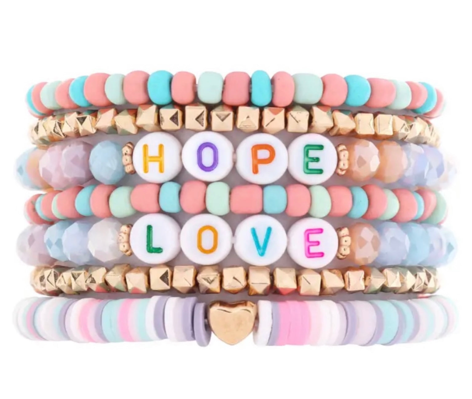 “Hope” “Love” Multi-Colored Beaded Bracelet