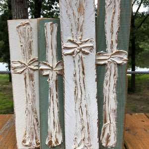 White and Gold Wooden Cross 3x12