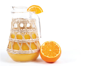 Rattan/ Glass Pitcher