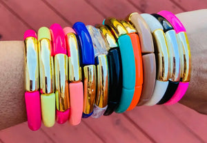 Pink and Gold Acrylic Bracelets