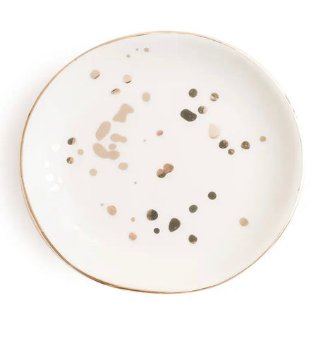 White Gold Speckled Jewelry Dish