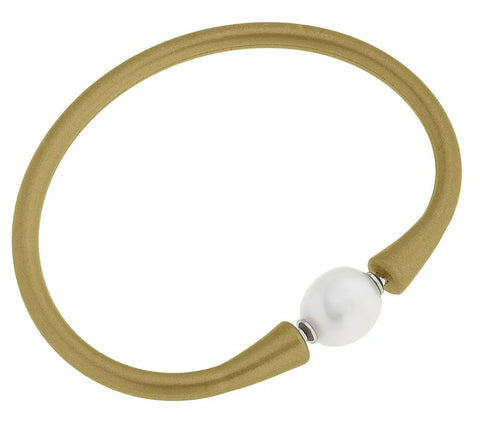Bali Pearl Silicone Bracelet-Metallic Gold