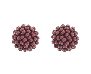 Burgundy Seed Bead Globe Post Earrings