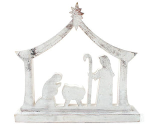 White wooden nativity