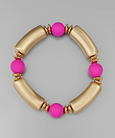 Gold & Pink Resin Stretch Bracelet
