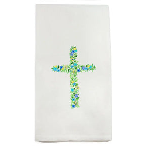Blue Floral Cross Tea Towel