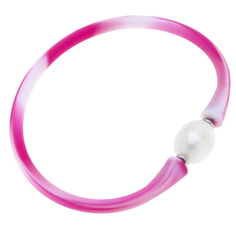 Bali Pearl Silicone Bracelet-Tie Dye Pink