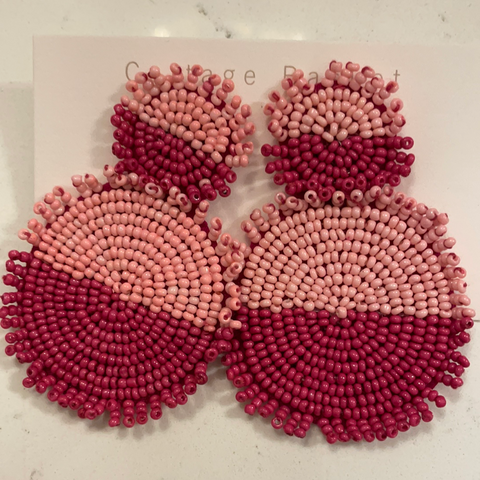 Raspberry/pink two tone beaded earrings