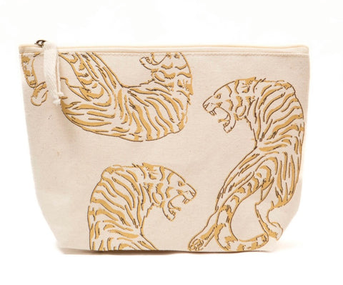 Natural Canvas Tiger Cosmetic Pouch