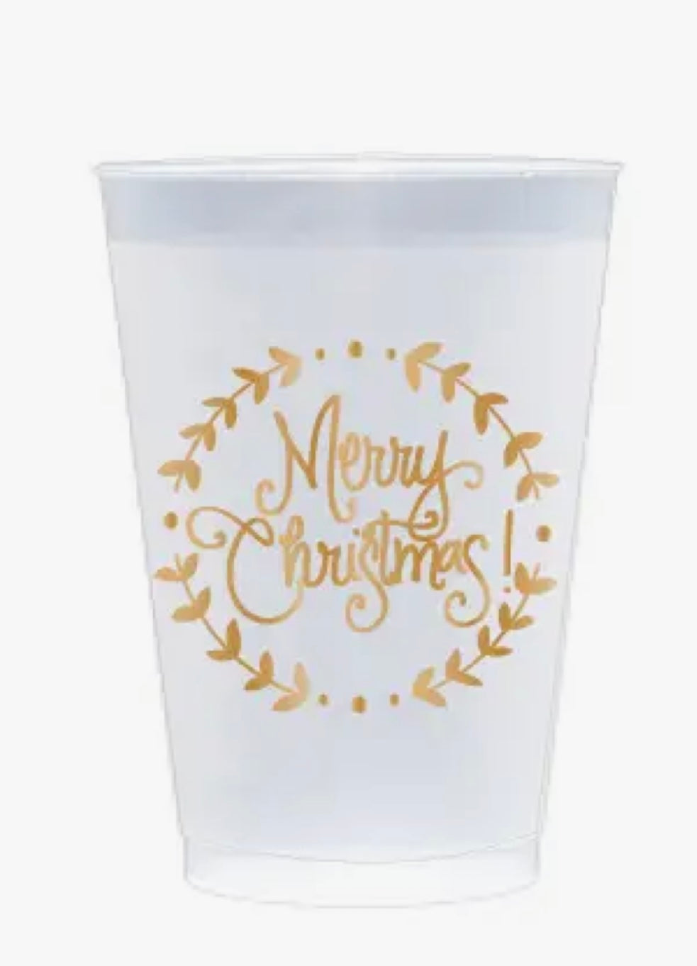 Gold Merry Christmas Frosted Plastic Cups