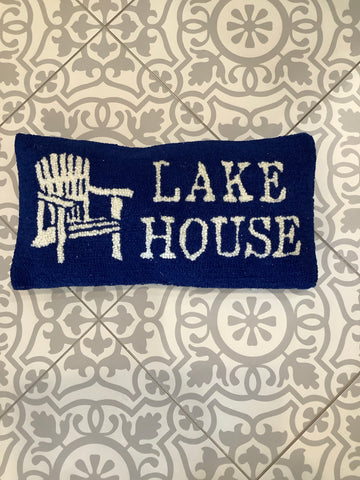 Lake House with Adirondack Chair Hook Pillow