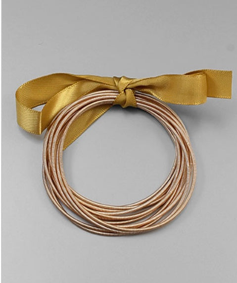Gold Piano Wire Bracelet Set
