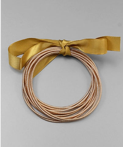 Gold Piano Wire Bracelet Set