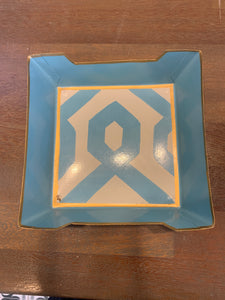 Blue and white tin trinket tray