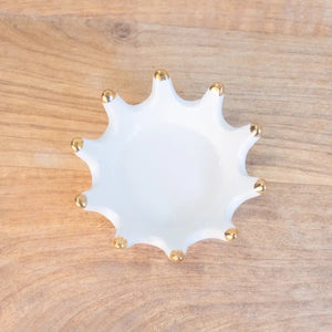 White and Gold Crown Trinket Dish