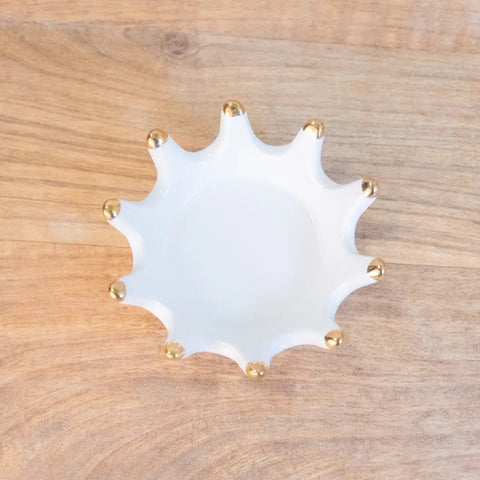 White and Gold Crown Trinket Dish