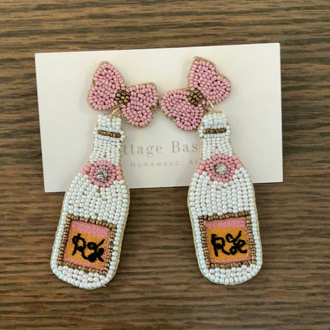 Rosé bottle earrings