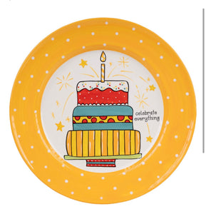 Celebrate birthday yellow plates