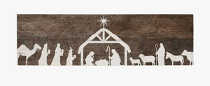 Brown Wood/ White Silhouette Nativity Sign