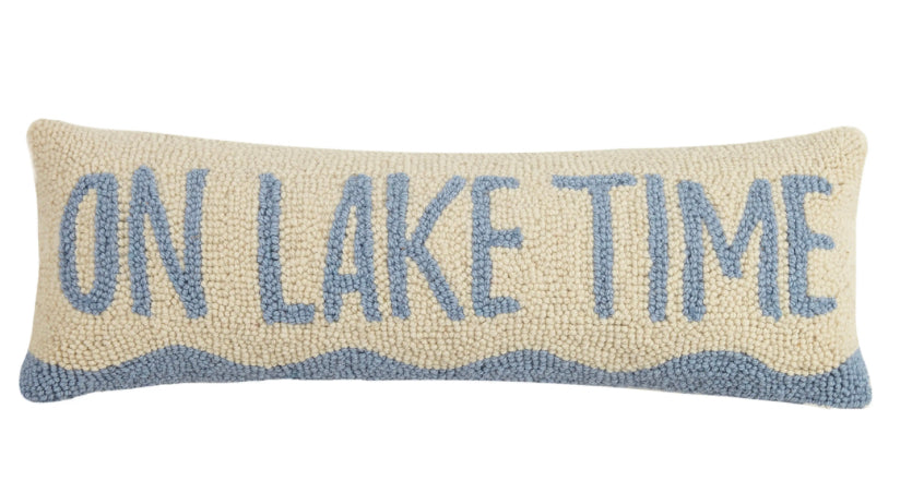 Lake Time Hook Pillow, Blue/White