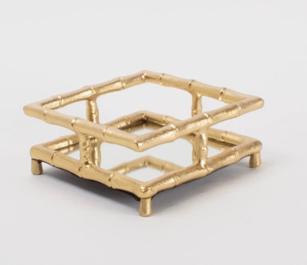 Gold Bamboo Cocktail Napkin Tray