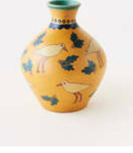 Yellow chicken terracotta large jar